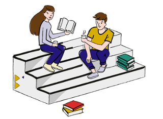 illustratie bibliotheek als ontmoetingsplek