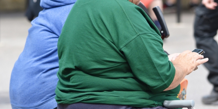 ouderen met obesitas op bankje