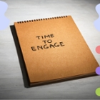 Kladblok met titel Time to Engage - Onderzoeksproject DoE, Ondernemerschap